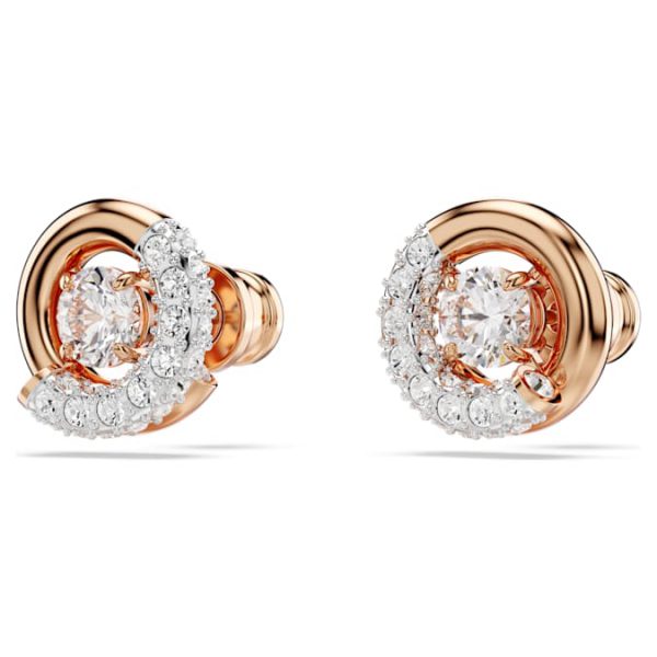 Dextera stud earrings Round cut, White, Rose gold-tone plated - Image 4