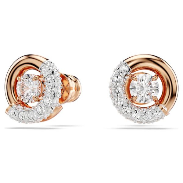 Dextera stud earrings Round cut, White, Rose gold-tone plated - Image 6