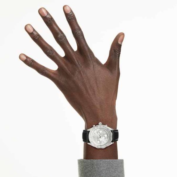 Dextera tachymetre watch Swiss Made, Leather strap, Silver tone, Stainless steel - Image 9