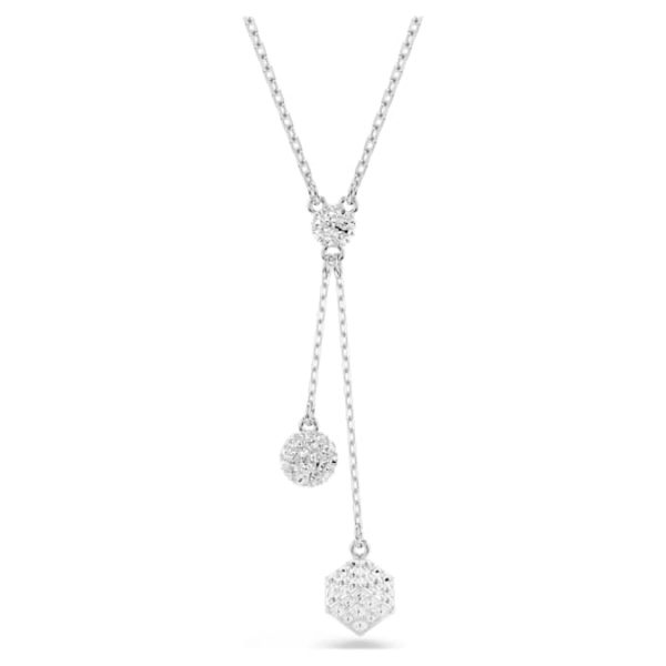 Dextera Y pendant Round cut, Sphere and cube, White, Rhodium plated - Image 2