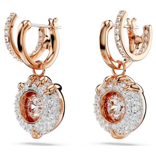 Dragon & Phoenix drop earrings Dragon’s claw, White, Rose gold-tone plated - Image 3