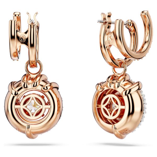 Dragon & Phoenix drop earrings Dragon’s claw, White, Rose gold-tone plated - Image 4