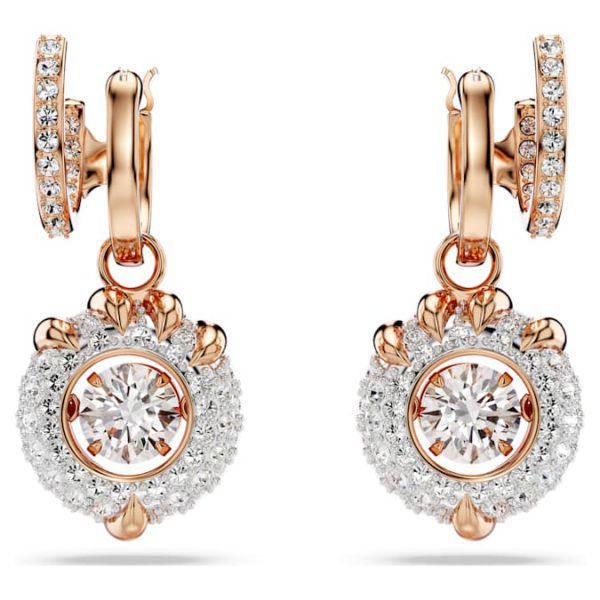 Dragon & Phoenix drop earrings Dragon’s claw, White, Rose gold-tone plated - Image 5
