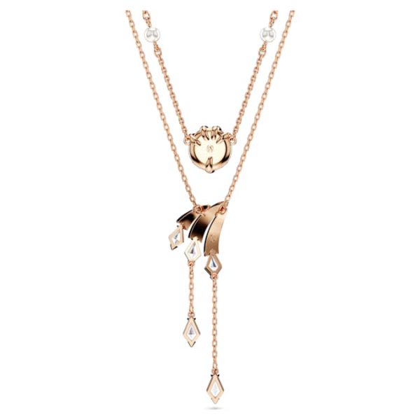 Dragon & Phoenix necklace Set (2), Crystal pearl, Dragon’s claw, White, Rose gold-tone plated - Image 4