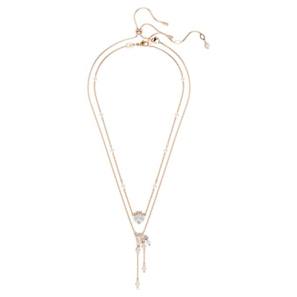 Dragon & Phoenix necklace Set (2), Crystal pearl, Dragon’s claw, White, Rose gold-tone plated - Image 2