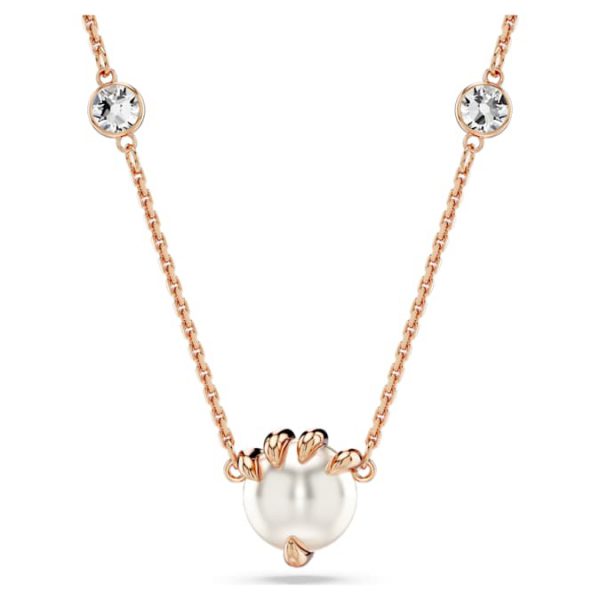 Dragon & Phoenix pendant Crystal pearls, Dragon’s claw, White, Rose gold-tone plated - Image 5