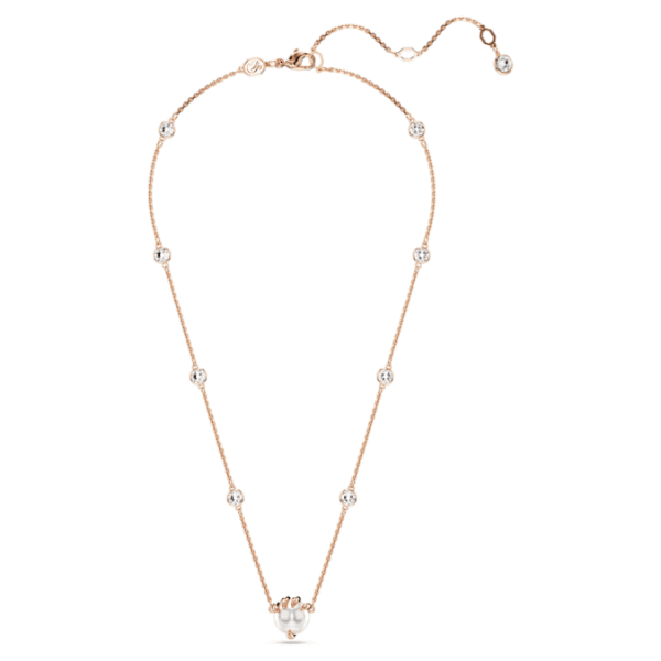 Dragon & Phoenix pendant Crystal pearls, Dragon’s claw, White, Rose gold-tone plated - Image 2