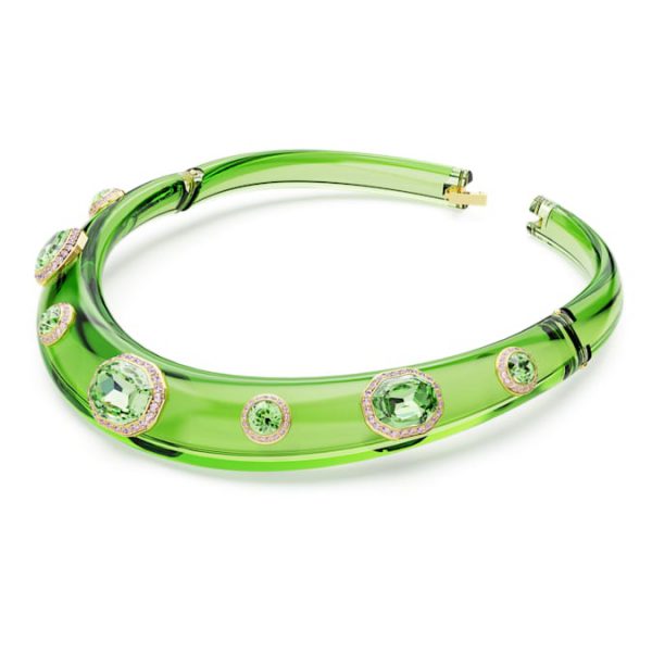 Dulcis choker Mixed cuts, Green, Gold-tone plated - Image 3