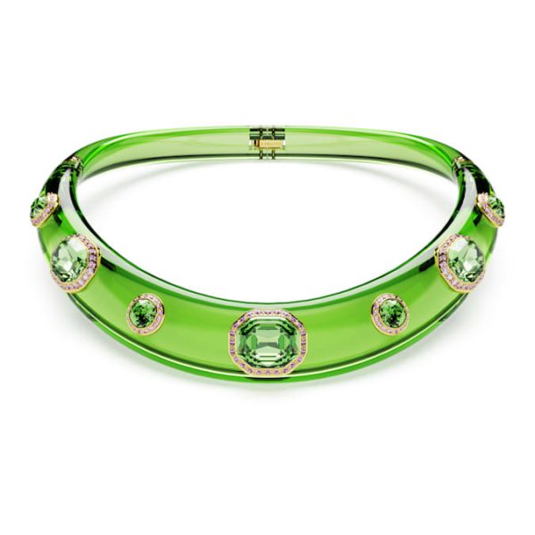 Dulcis choker Mixed cuts, Green, Gold-tone plated - Image 8