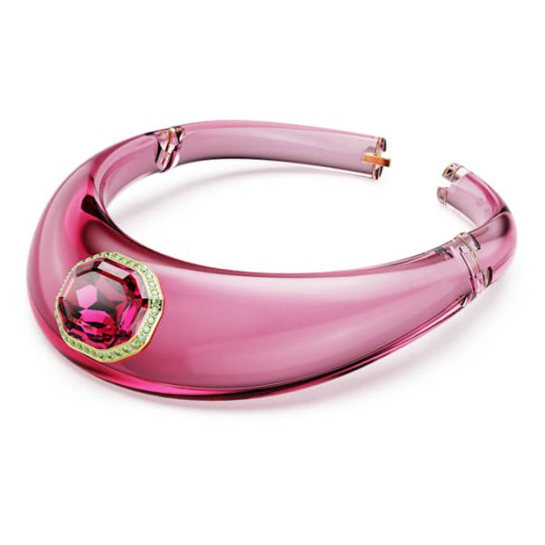 Dulcis choker Octagon cut, Pavé, Pink, Gold-tone plated - Image 3