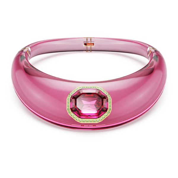 Dulcis choker Octagon cut, Pavé, Pink, Gold-tone plated - Image 2