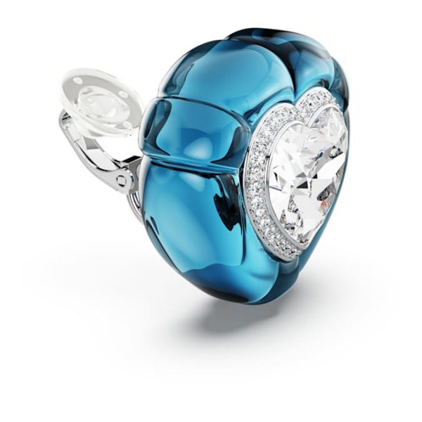 Dulcis clip earrings Heart cut, Pavé, Heart, Blue, Rhodium plated - Image 4