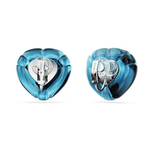 Dulcis clip earrings Heart cut, Pavé, Heart, Blue, Rhodium plated - Image 5