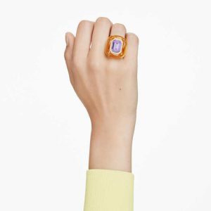 Dulcis cocktail ring Cushion cut, Pavé, Yellow