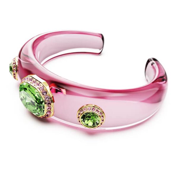 Dulcis cuff Mixed cuts, Multicolored, Gold-tone plated - Image 3