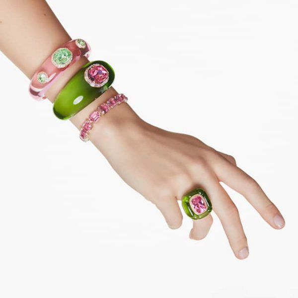 Dulcis cuff Mixed cuts, Multicolored, Gold-tone plated - Image 7