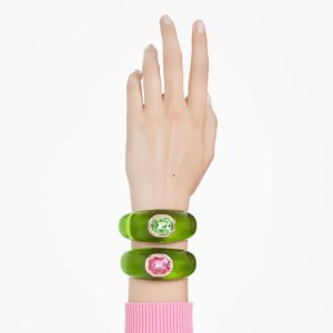 Dulcis cuff Set (2), Octagon cut, Pavé, Multicolored, Gold-tone plated