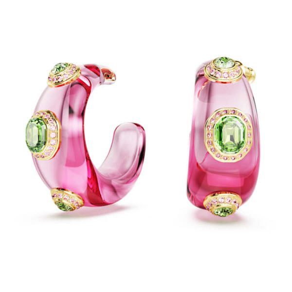 Dulcis hoop earrings Mixed cuts, Multicolored, Gold-tone plated - Image 2