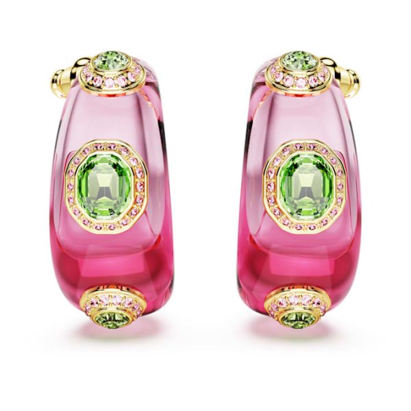 Dulcis hoop earrings Mixed cuts, Multicolored, Gold-tone plated - Image 3
