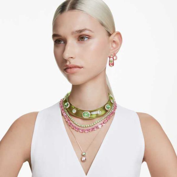 Dulcis hoop earrings Mixed cuts, Multicolored, Gold-tone plated - Image 6