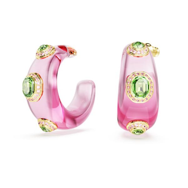 Dulcis hoop earrings Mixed cuts, Multicolored, Gold-tone plated - Image 7