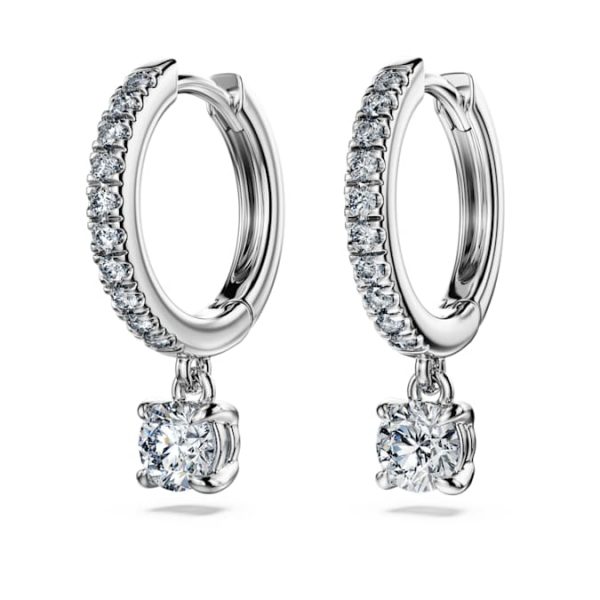 Eternity drop earrings Lab-grown diamonds 0.7 ct tw, Round shape, 14K white gold - Image 4