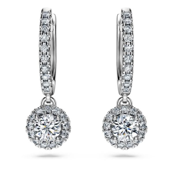 Eternity drop earrings Lab-grown diamonds 1.1 ct tw, Round shape, 14K white gold - Image 3