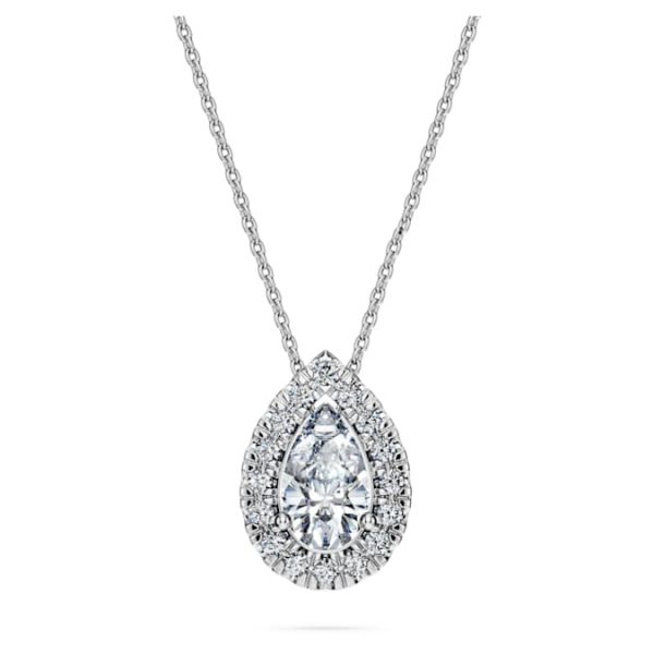 Eternity halo solitaire pendant Lab-grown diamonds 1 ct tw, Pear shape, 14K white gold - Image 2