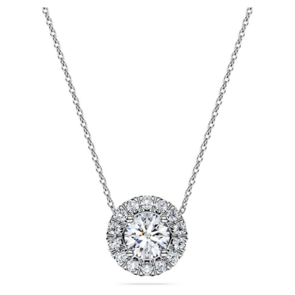 Eternity halo solitaire pendant Lab-grown diamonds 1 ct tw, Round shape, 14K white gold - Image 2