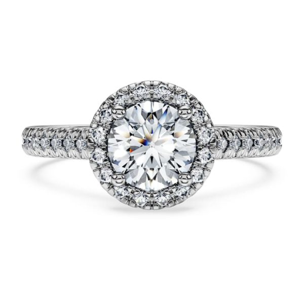 Eternity halo solitaire ring Lab-grown diamonds 1.33 ct tw, Round shape, 14K white gold - Image 3
