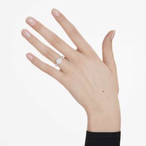 Eternity halo solitaire ring Lab-grown diamonds 1.33 ct tw, Round shape, 14K white gold