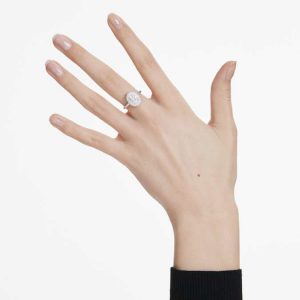 Eternity halo solitaire ring Lab-grown diamonds 1.5 ct tw, Mixed shapes, 14K white gold