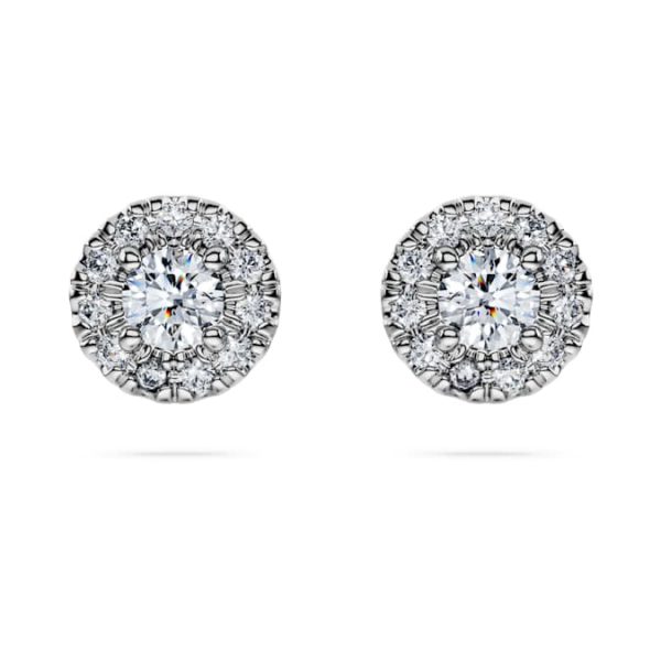 Eternity halo stud earrings Lab-grown diamonds 0.45 ct tw, Round shape, Sterling silver - Image 2