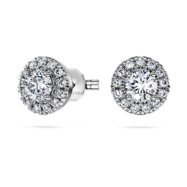 Eternity halo stud earrings Lab-grown diamonds 0.75 ct tw, Round shape, 14K white gold - Image 3