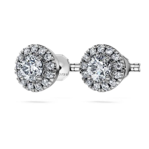 Eternity halo stud earrings Lab-grown diamonds 0.75 ct tw, Round shape, 14K white gold - Image 4