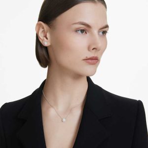 Eternity halo stud earrings Lab-grown diamonds 0.75 ct tw, Round shape, 14K white gold