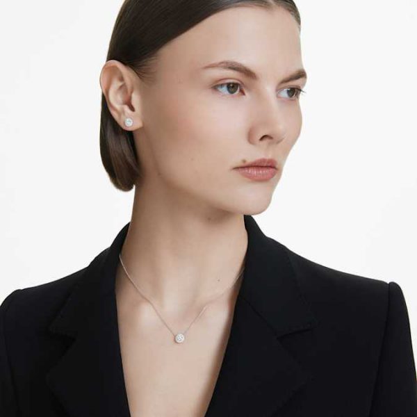 Eternity halo stud earrings Lab-grown diamonds 0.75 ct tw, Round shape, 14K white gold