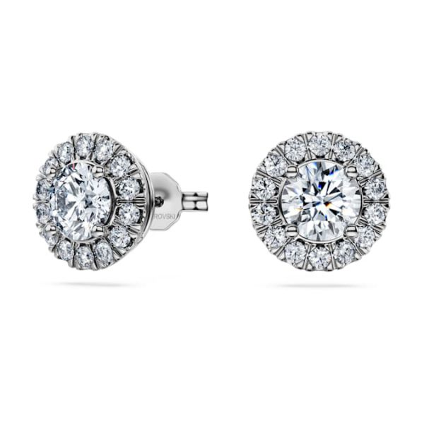Eternity halo stud earrings Lab-grown diamonds 2 ct tw, Round shape, 14K white gold - Image 3