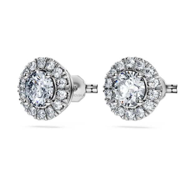 Eternity halo stud earrings Lab-grown diamonds 2 ct tw, Round shape, 14K white gold - Image 4