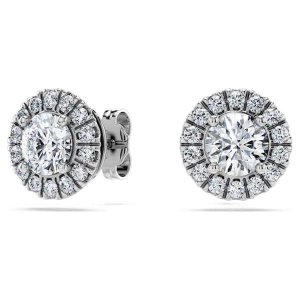 Eternity halo stud earrings Lab-grown diamonds 2 ct tw, Round shape, 14K white gold - Image 7