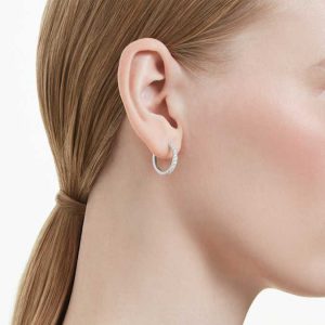 Eternity hoop earrings Lab-grown diamonds 0.5 ct tw, Round shape, Sterling silver