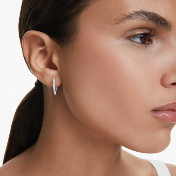 Eternity hoop earrings Lab-grown diamonds 0.5 ct tw, Round shape, Sterling silver - Image 7