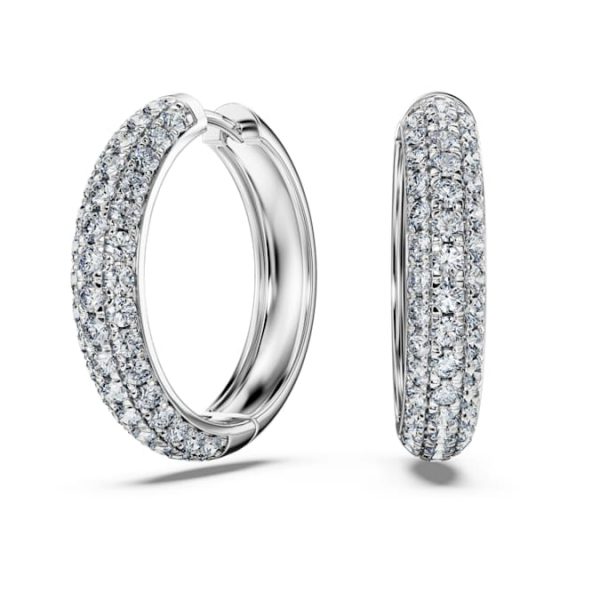 Eternity hoop earrings Lab-grown diamonds 2 ct tw, Round shape, 14K white gold - Image 2