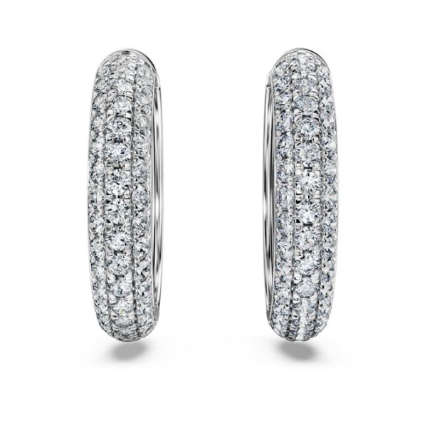 Eternity hoop earrings Lab-grown diamonds 2 ct tw, Round shape, 14K white gold - Image 3