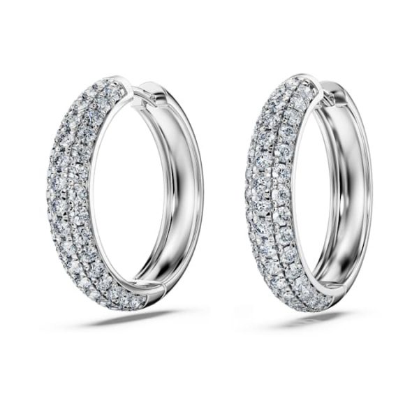 Eternity hoop earrings Lab-grown diamonds 2 ct tw, Round shape, 14K white gold - Image 4