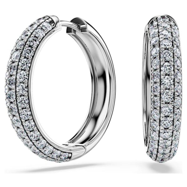 Eternity hoop earrings Lab-grown diamonds 2 ct tw, Round shape, 14K white gold - Image 7