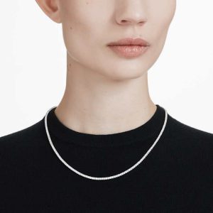 Eternity necklace Lab-grown diamonds 7 ct tw, Round shape, 14K white gold