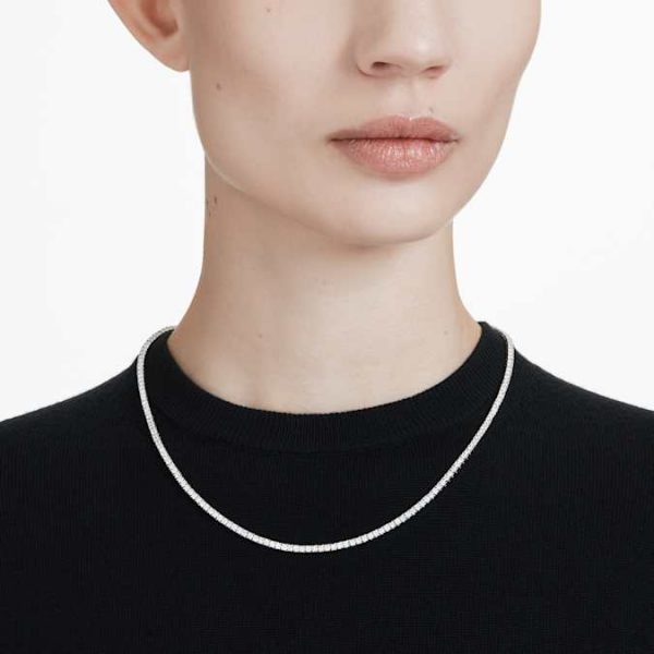 Eternity necklace Lab-grown diamonds 7 ct tw, Round shape, 14K white gold