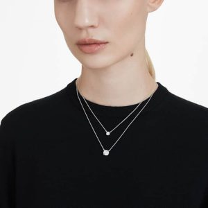 Eternity solitaire pendant Lab-grown diamonds 0.5 ct tw, Round shape, 14K white gold