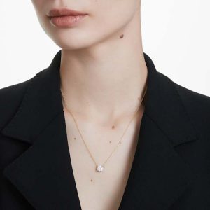 Eternity solitaire pendant Lab-grown diamonds 1 ct tw, Round shape, 14K yellow gold